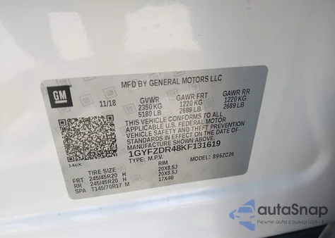 2019 Cadillac Xt4 Premium Luxury z USA, uszkodzony, nr VIN 1GYFZDR48KF131619